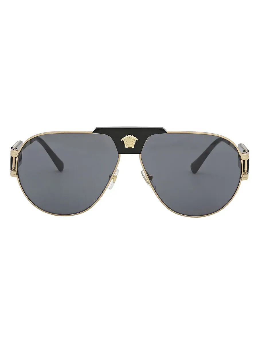 Солнцезащитные очки пилот для мужчин Versace темно-серые VE2252 100287 63