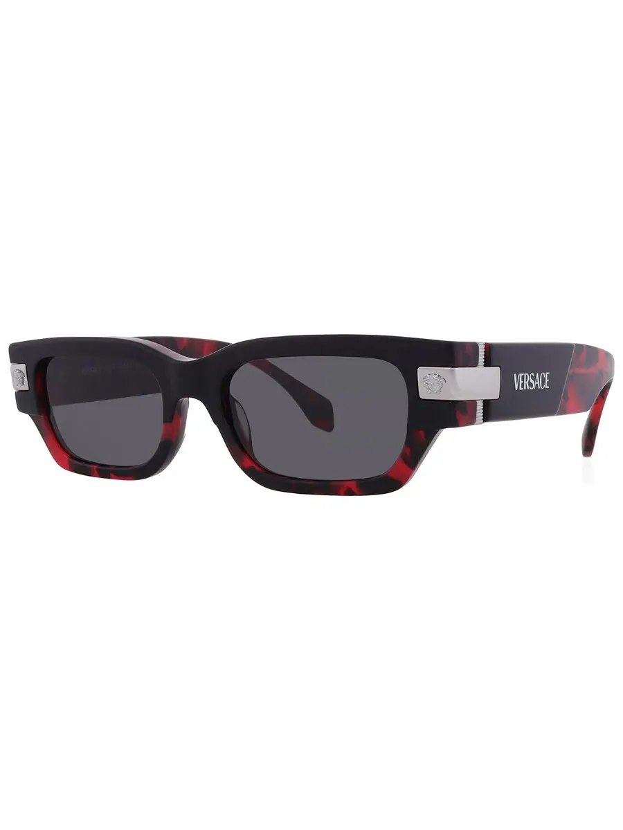 Мужские прямоугольные солнцезащитные очки Versace Dark Grey VE4465 545787 53 — изображение 2 из 5, черный/красный
