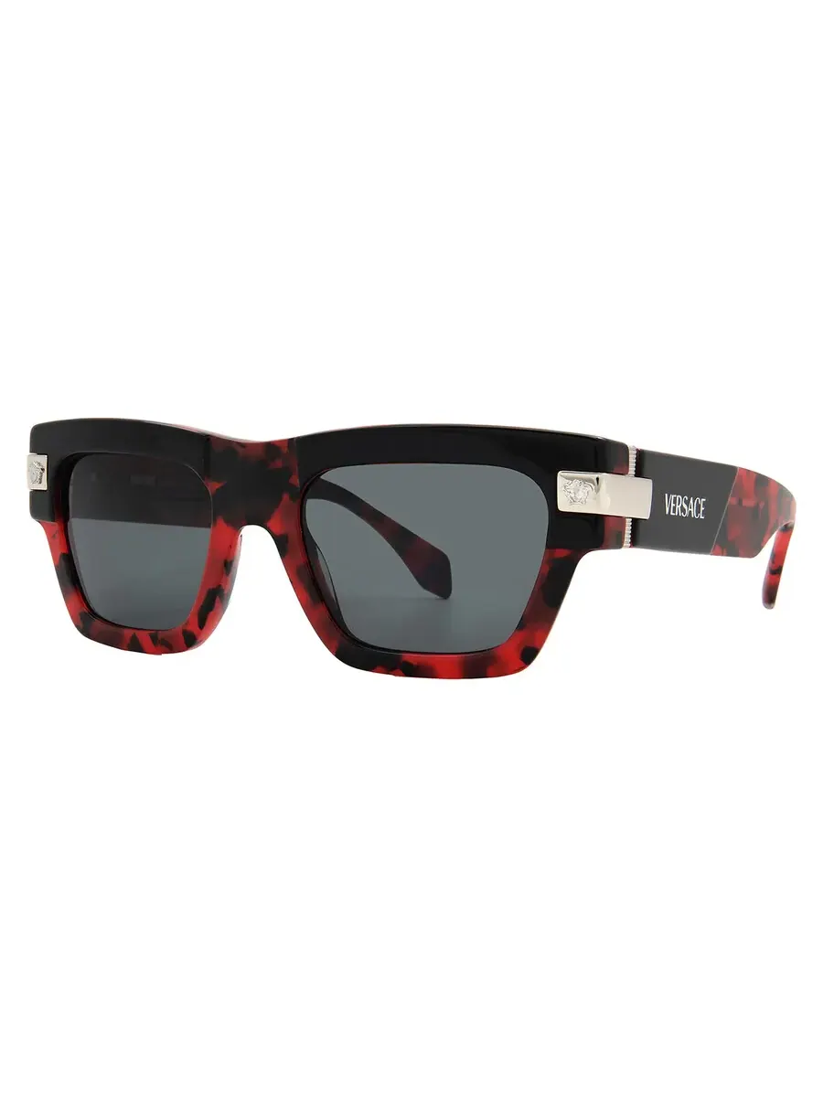 Мужские прямоугольные солнцезащитные очки Versace Dark Grey VE4464 545787 52 — изображение 2 из 5, черный/красный