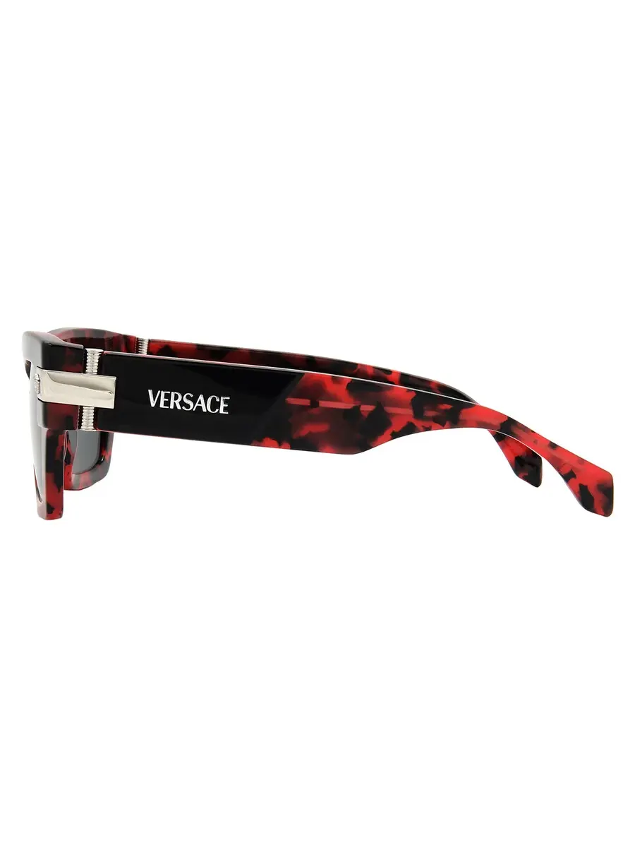 Мужские прямоугольные солнцезащитные очки Versace Dark Grey VE4464 545787 52 — изображение 3 из 5, черный/красный