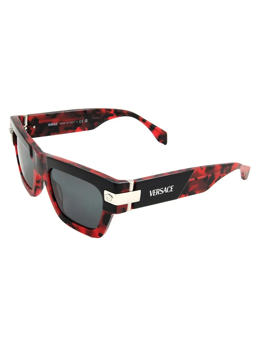Мужские прямоугольные солнцезащитные очки Versace Dark Grey VE4464 545787 52 — изображение 4 из 5, черный/красный