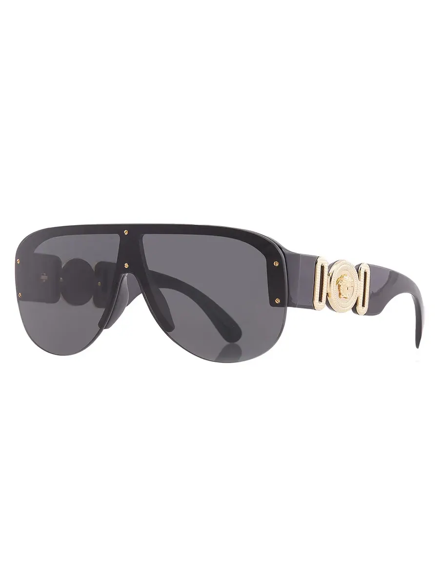 Мужские солнцезащитные очки Versace Dark Grey Shield VE4391 GB1/87 148 — изображение 2 из 5, черный