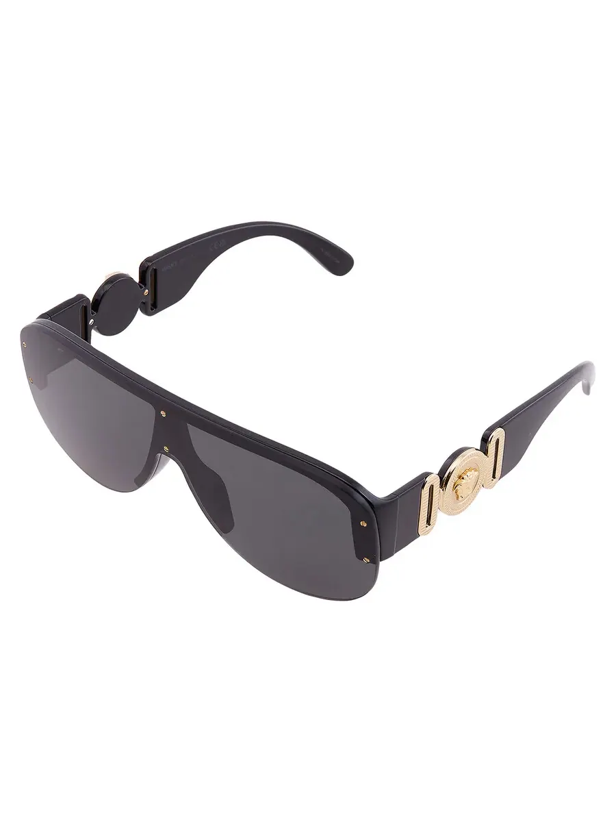 Мужские солнцезащитные очки Versace Dark Grey Shield VE4391 GB1/87 148 — изображение 3 из 5, черный