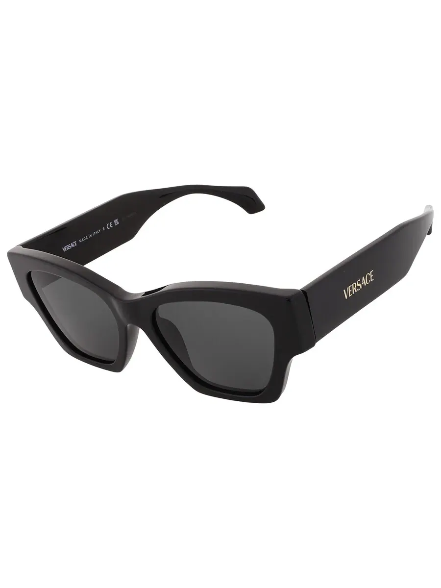 Женские солнцезащитные очки Versace темно-серые квадратные VE4492U GB1/87 53 — изображение 3 из 5, черный