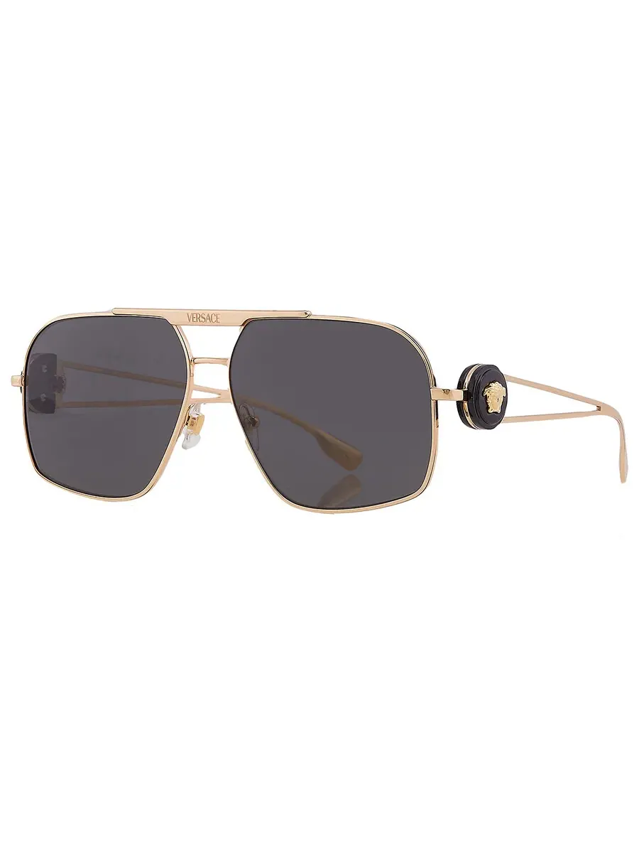 Мужские солнцезащитные очки Versace Grey Navigator VE2269 100287 62 — изображение 3 из 6, золото