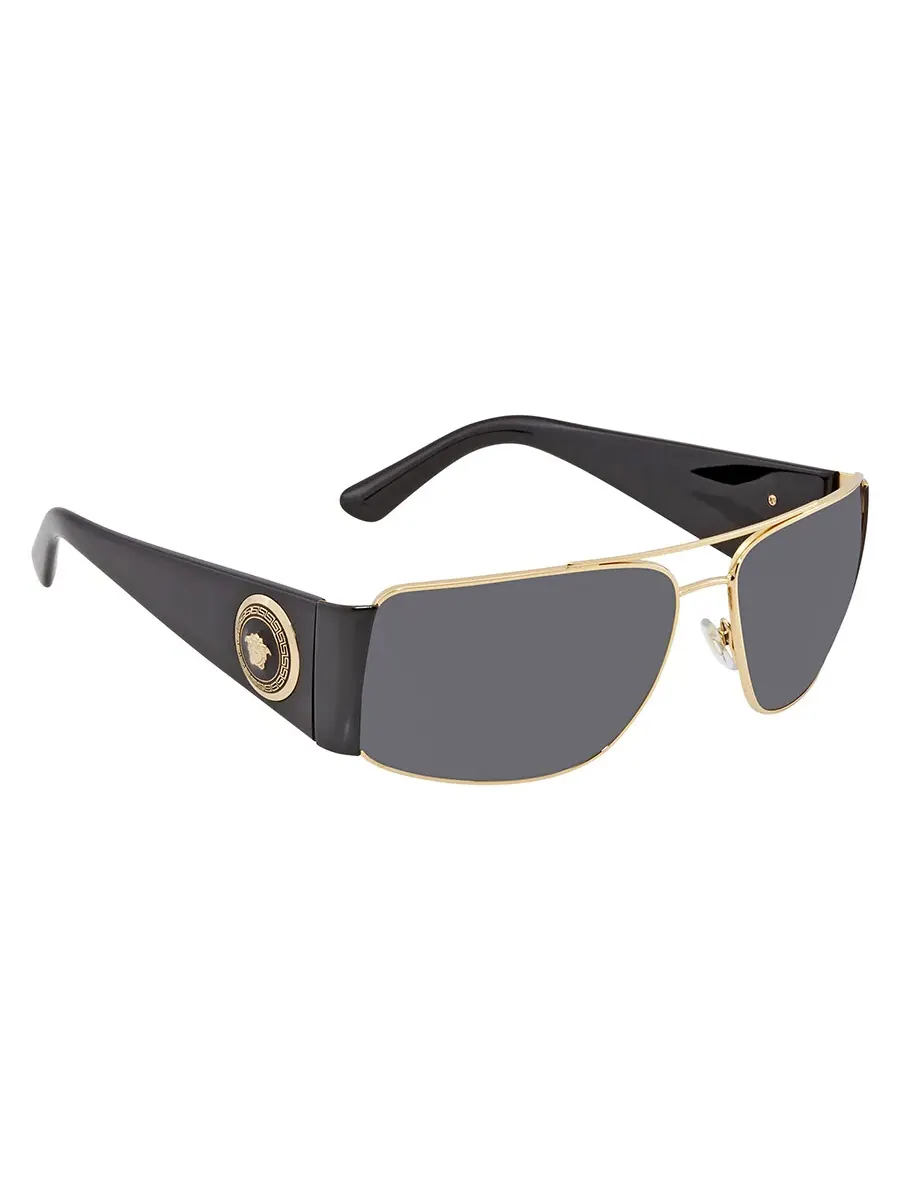 Мужские прямоугольные солнцезащитные очки Versace серого цвета VE2163 100287 63 — изображение 2 из 4, золото