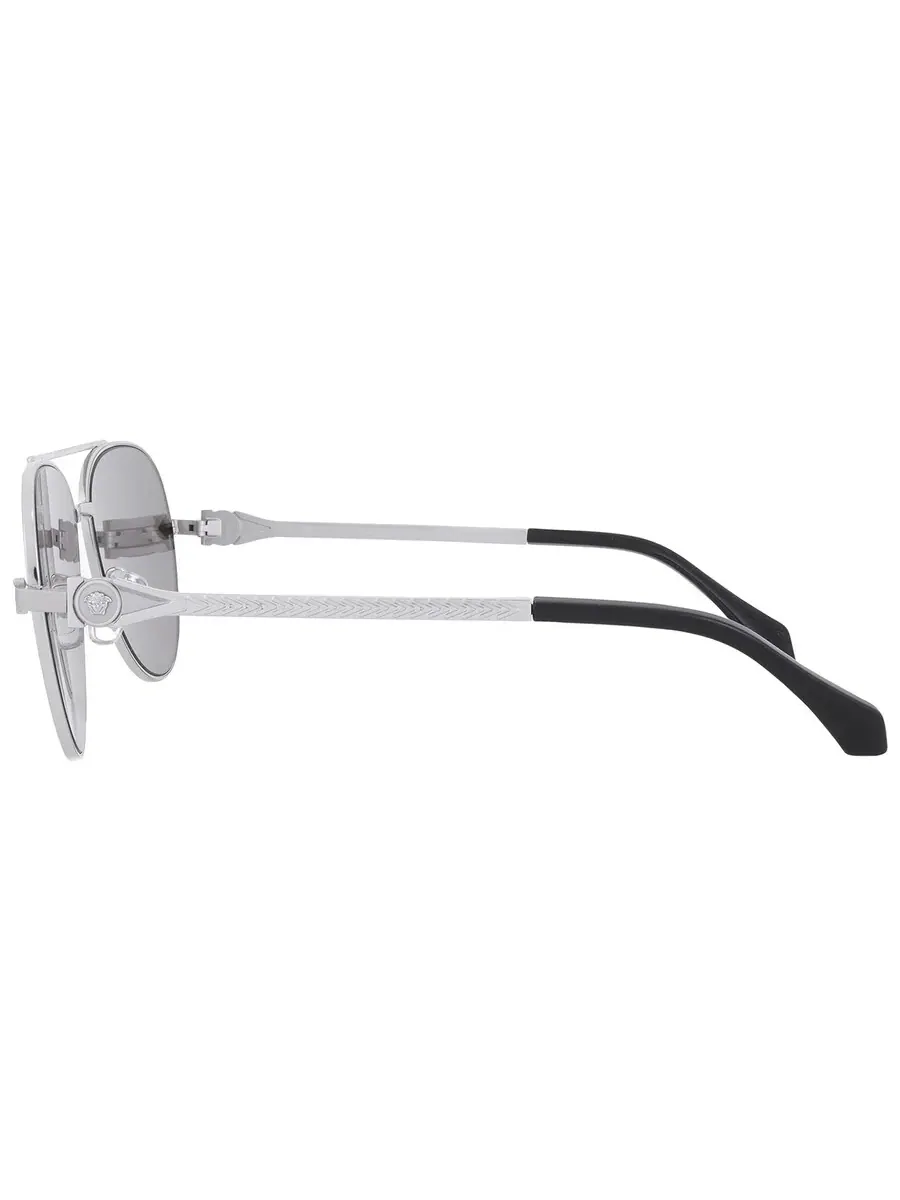 Мужские солнцезащитные очки Versace Light Grey Silver Mirror Pilot VE2283 10006G 61 — изображение 4 из 5, серебряный