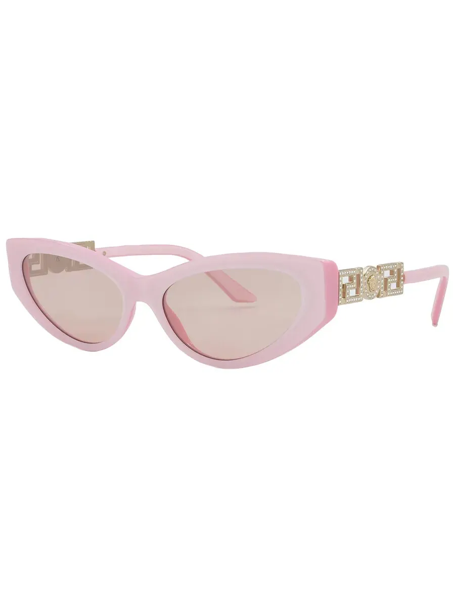 Женские солнцезащитные очки Versace Light Pink Mirror Silver Cat Eye VE4470B 5473/5 56 — изображение 3 из 6, розовый