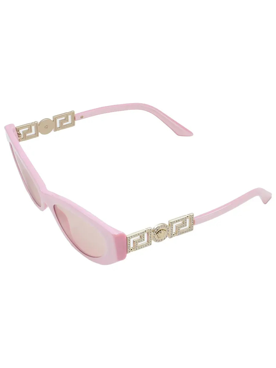 Женские солнцезащитные очки Versace Light Pink Mirror Silver Cat Eye VE4470B 5473/5 56 — изображение 5 из 6, розовый