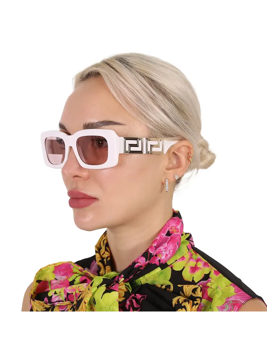 Женские солнцезащитные очки Versace Pink прямоугольной формы VE4444U 314/5 54 — изображение 2 из 6, белый