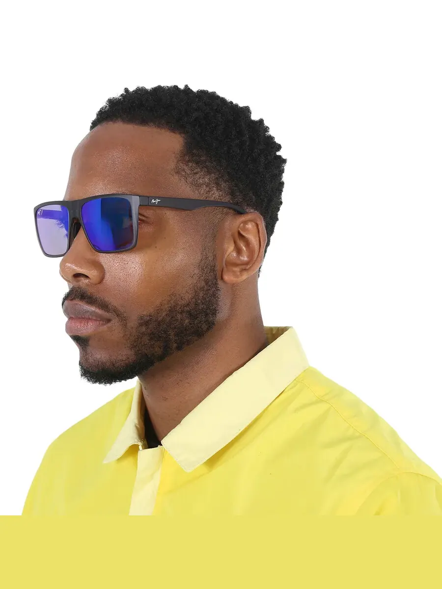 Maui Jim Honokalani Голубые прямоугольные мужские солнцезащитные очки Hawaii B455-14 57 — изображение 2 из 5, серый