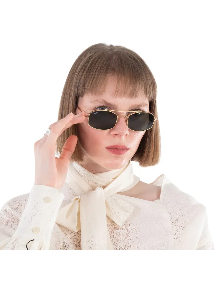 Солнцезащитные очки Ray Ban G-15 Green Oval Unisex RB3719 001/31 51 Ray-Ban — изображение 2 из 6, золотистый
