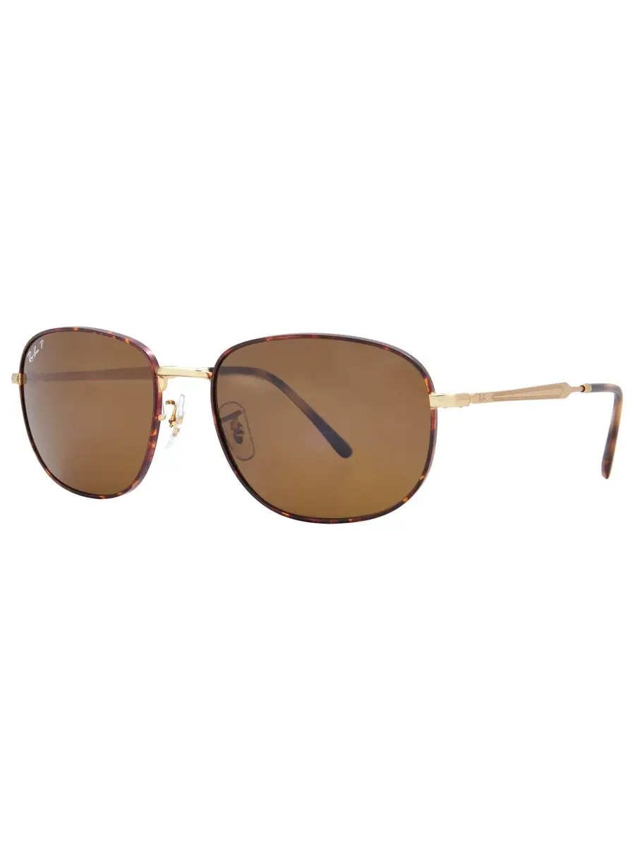 Солнцезащитные очки Ray Ban Polarized коричневые прямоугольные унисекс RB3755 001/57 59 Ray-Ban — изображение 2 из 5