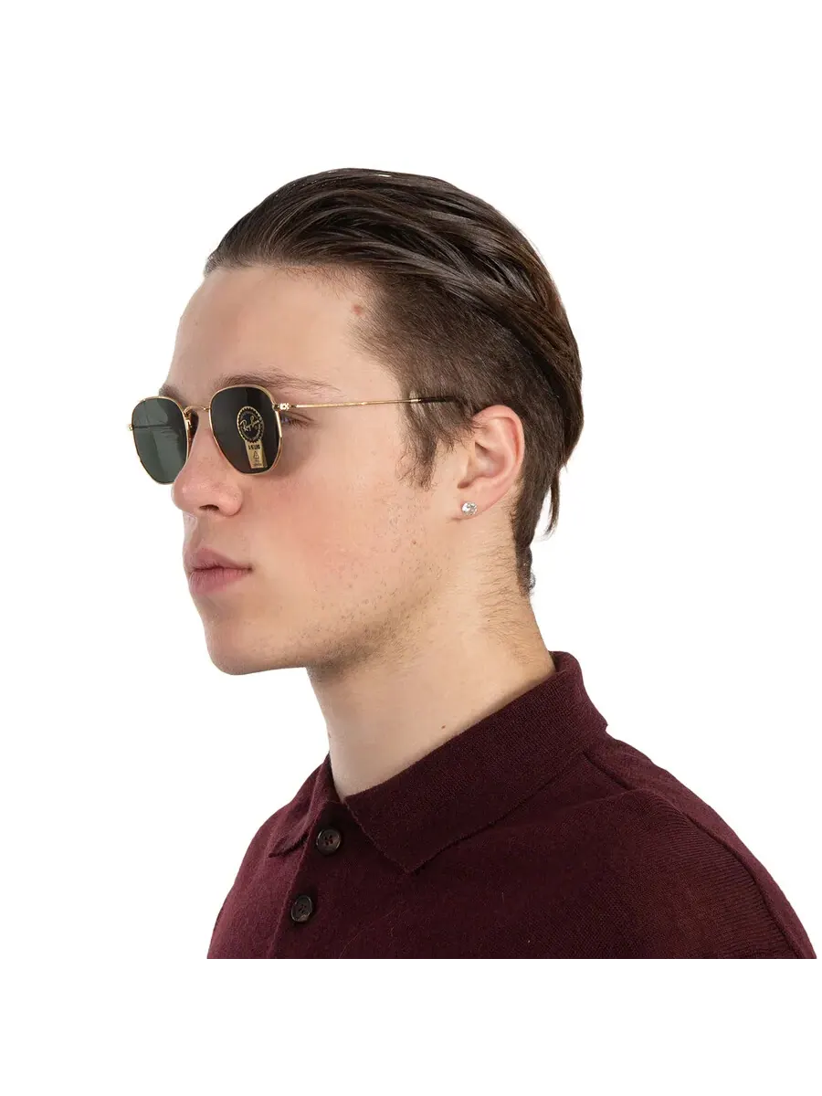 Солнцезащитные очки Ray Ban Hexagonal с плоскими линзами зеленого цвета Classic G-15 унисекс — изображение 2 из 5, зеленый