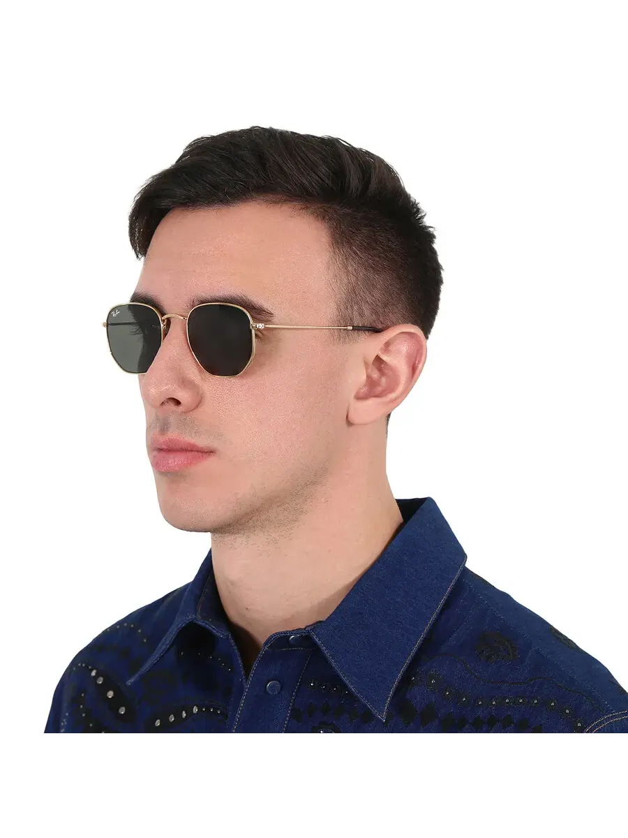Солнцезащитные очки Ray Ban Hexagonal с плоскими линзами зеленого цвета Classic G-15 унисекс — изображение 2 из 5, зеленый