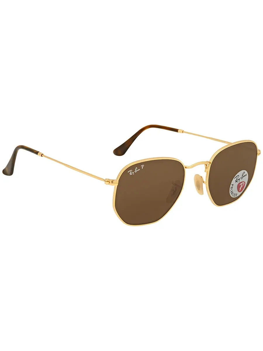 Солнцезащитные очки Ray Ban Hexagonal с плоскими линзами, поляризованные, коричневые, унисекс — изображение 2 из 4