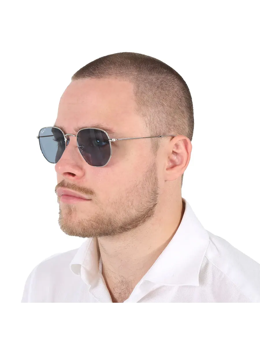 Солнцезащитные очки Ray Ban Hexagonal с плоскими линзами, поляризацией, синие, унисекс RB3548N — изображение 2 из 6, синий
