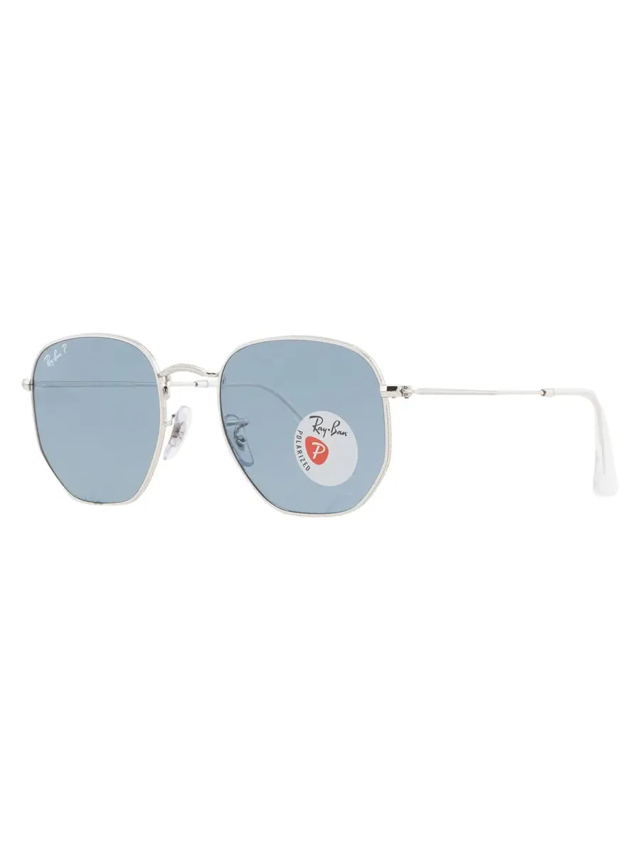 Солнцезащитные очки Ray Ban Hexagonal с плоскими линзами, поляризацией, синие, унисекс RB3548N — изображение 3 из 6, синий