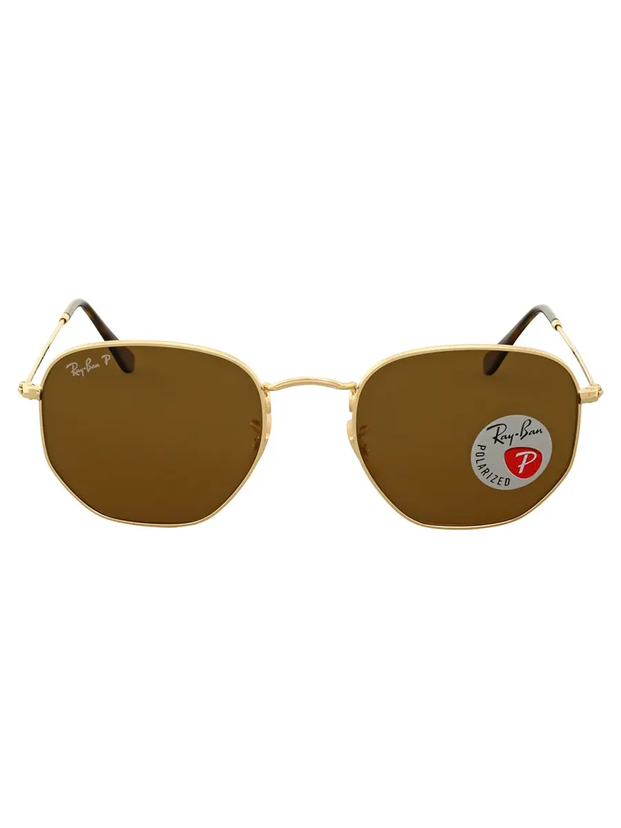 Солнцезащитные очки Ray Ban Hexagonal с плоскими линзами, поляризованные, коричневые, унисекс