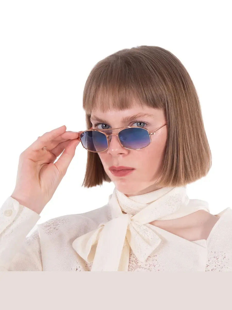 Солнцезащитные очки Ray Ban Light Blue Gradient Oval унисекс RB3719 92623F 51 Ray-Ban — изображение 2 из 6