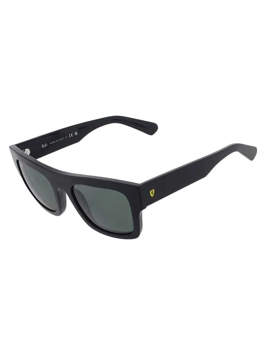 Солнцезащитные очки Ray Ban Scuderia Ferrari темно-зеленого цвета, квадратной формы, унисекс — изображение 3 из 5, черный