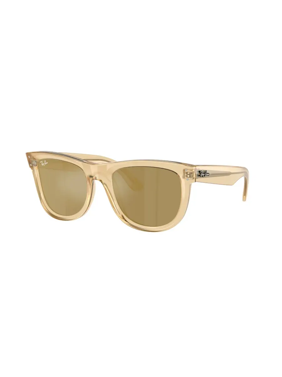 Солнцезащитные очки Ray Ban WAYFARER REVERSE Коричневые с зеркальными золотыми линзами, квадратные