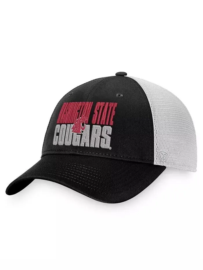 Мужская черная и белая кепка Washington State Cougars Stockpile Trucker Snapback Top Of The World — белый