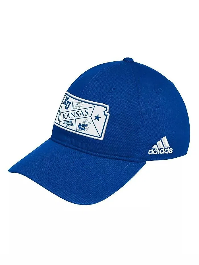 Мужская регулируемая кепка с напуском Royal Kansas Jayhawks State Adidas