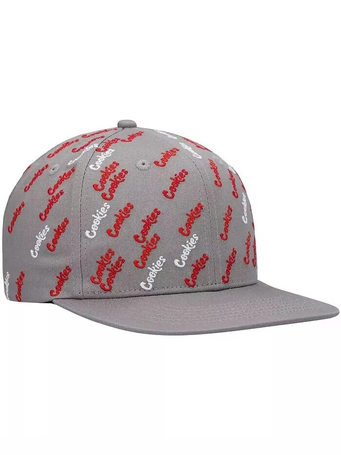Мужская серая шляпа Snapback с тройным лучом и сплошным принтом Cookies — изображение 2 из 4, серый