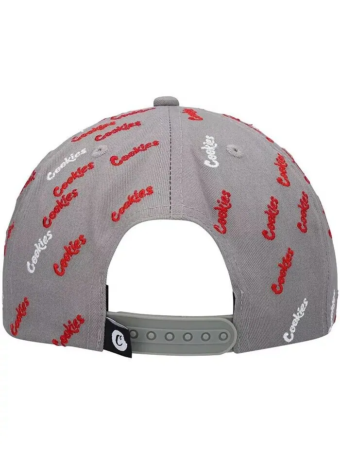 Мужская серая шляпа Snapback с тройным лучом и сплошным принтом Cookies — изображение 3 из 4, серый
