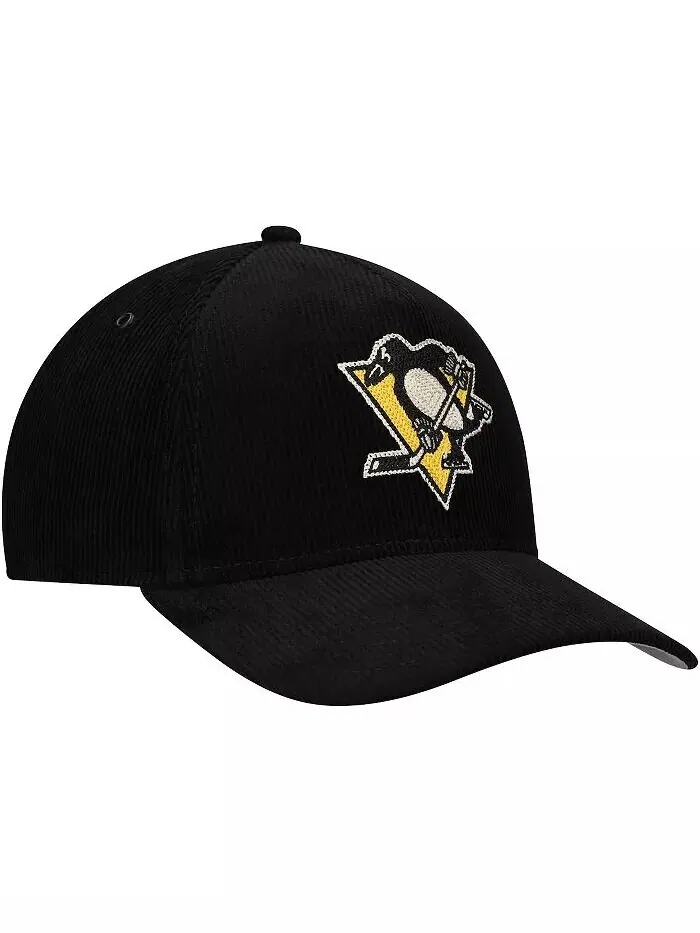 Мужская черная вельветовая регулируемая шляпа Pittsburgh Penguins с цепной строчкой American Needle — изображение 3 из 4
