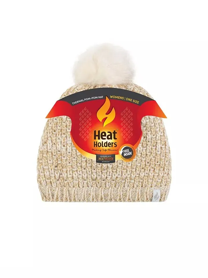 Корсика корзинка плетеная шапка с помпоном Heat Holders — изображение 2 из 2, бежевый