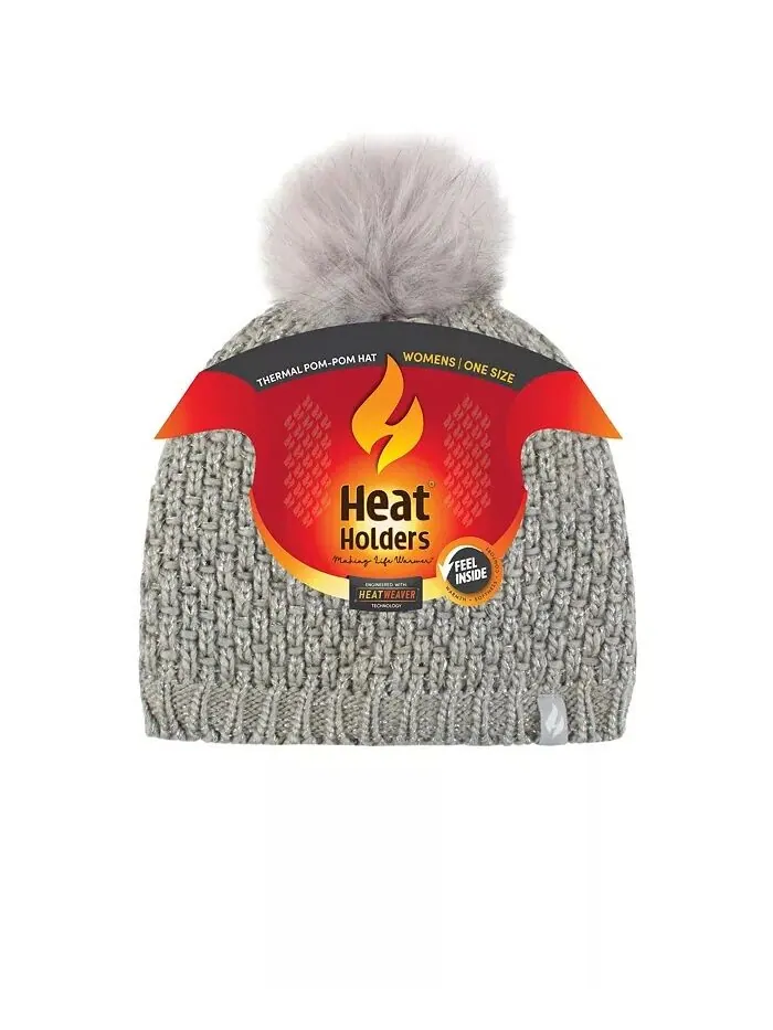 Корсика корзинка плетеная шапка с помпоном Heat Holders — изображение 2 из 2, серый