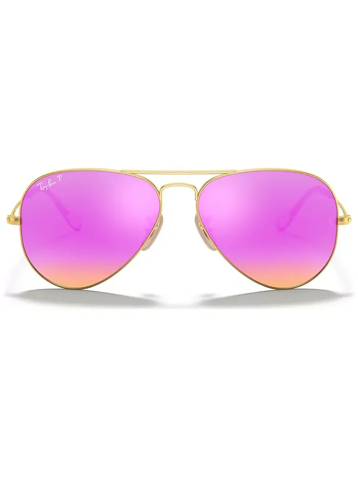 Поляризационные солнцезащитные очки, RB3025 AVIATOR MIRROR Ray-Ban — изображение 2 из 7, розовый
