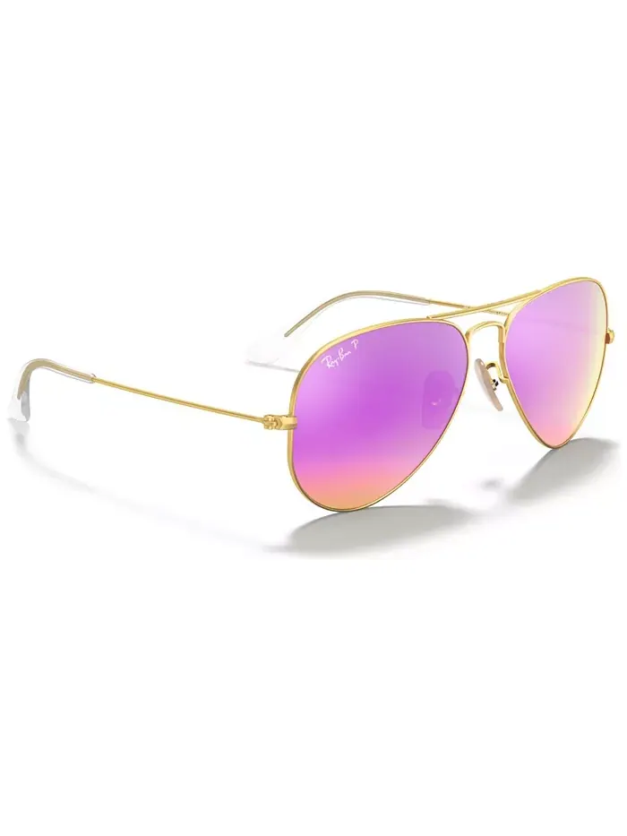 Поляризационные солнцезащитные очки, RB3025 AVIATOR MIRROR Ray-Ban — изображение 4 из 7, розовый