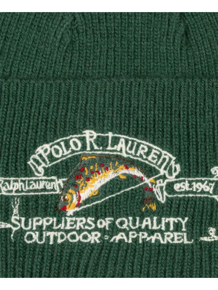 Шапка-бини спортивная с отворотом Sportsman Cuffed Knit Polo Ralph Lauren — изображение 3 из 4, зеленый