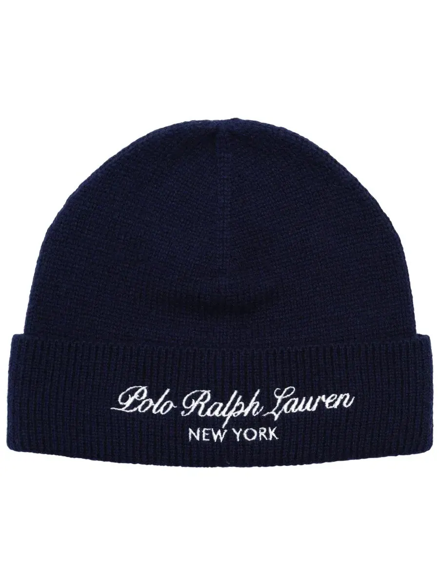 Вязаная шапка-бини с вышитым логотипом Polo Ralph Lauren