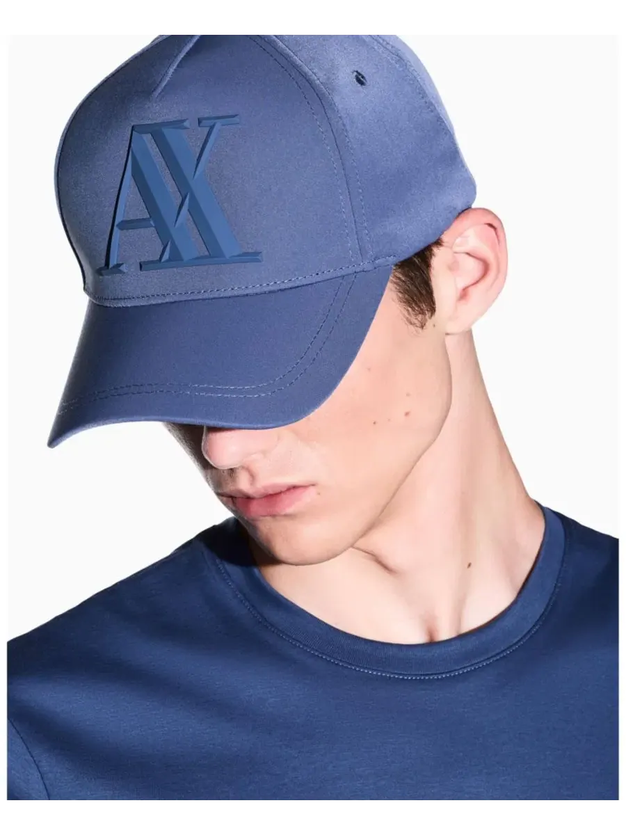 Кепка с регулируемым ремешком и текстурным логотипом A|X Armani Exchange — изображение 3 из 3, синий