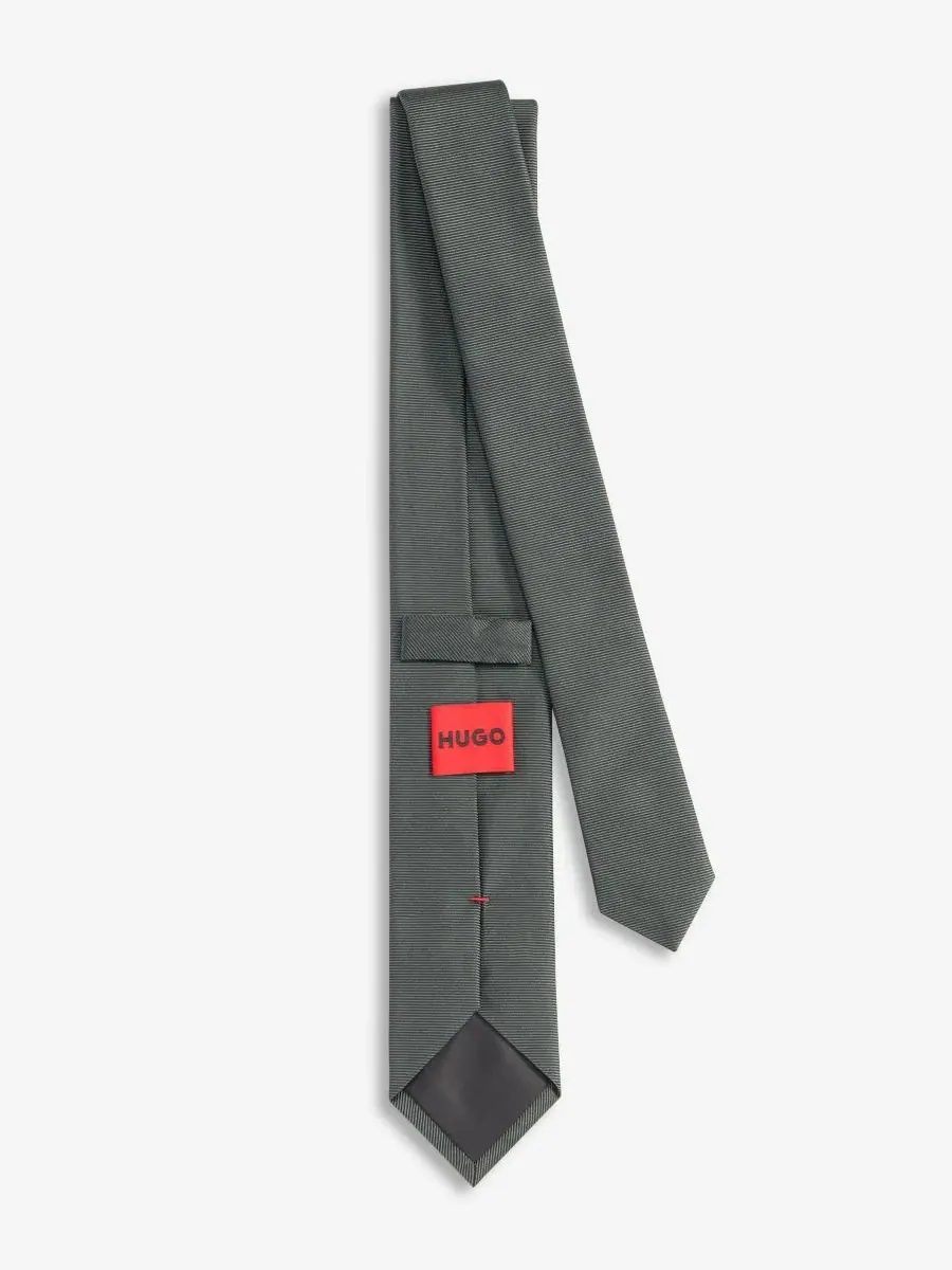Галстук узкий из шелка с neat-принтом, HUGO by Hugo Boss — изображение 2 из 3, темный зеленый