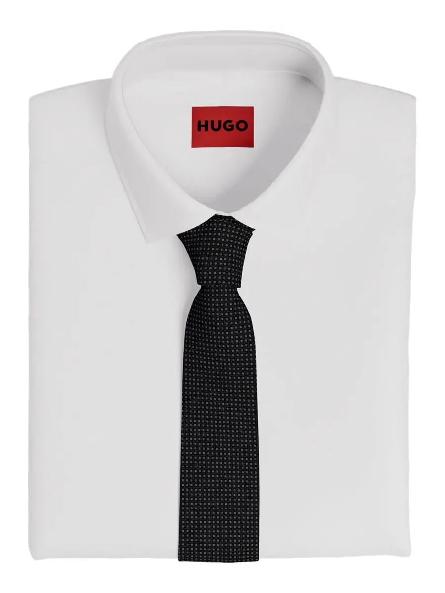 Галстук узкий шелковый Hugo Boss — изображение 3 из 3, черный