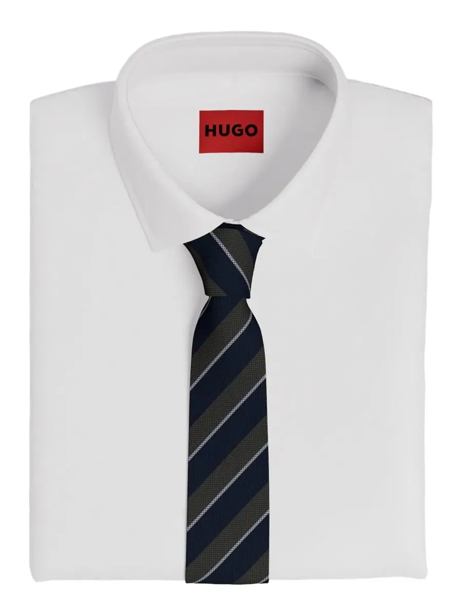Галстук узкий из смеси шелка Hugo Boss — изображение 3 из 3, зеленый