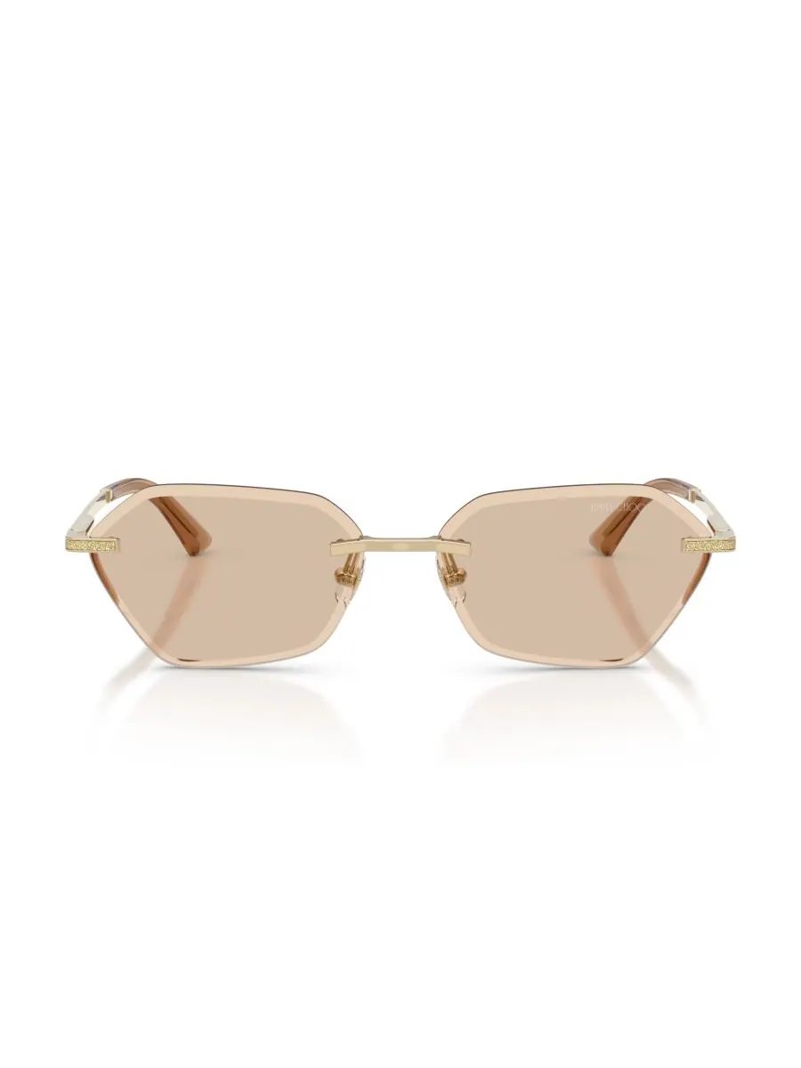 Женские солнцезащитные очки с геометрическим рисунком, JC4022J Jimmy Choo — изображение 3 из 5, бледный золотистый
