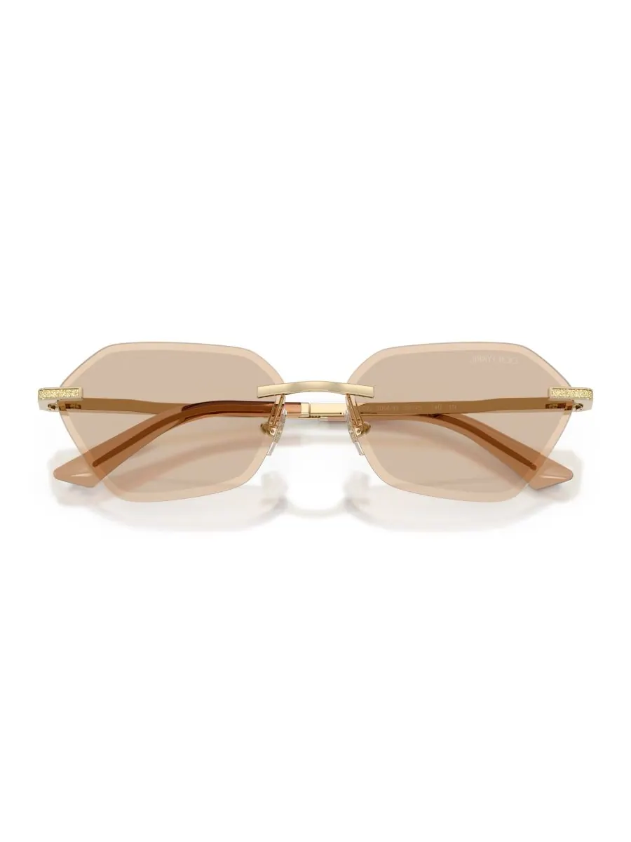Женские солнцезащитные очки с геометрическим рисунком, JC4022J Jimmy Choo — изображение 5 из 5, бледный золотистый