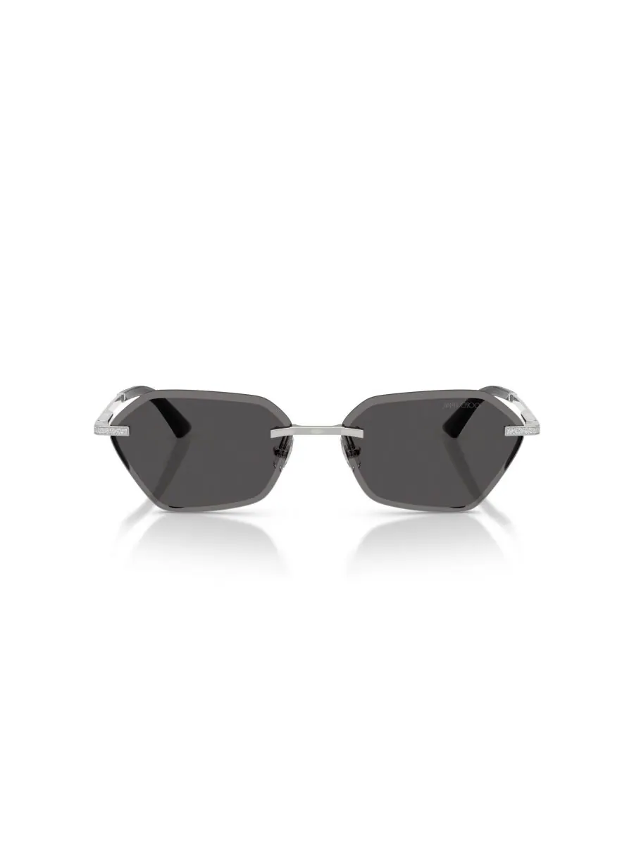 Женские солнцезащитные очки с геометрическим рисунком, JC4022J Jimmy Choo — изображение 2 из 5, серебряный