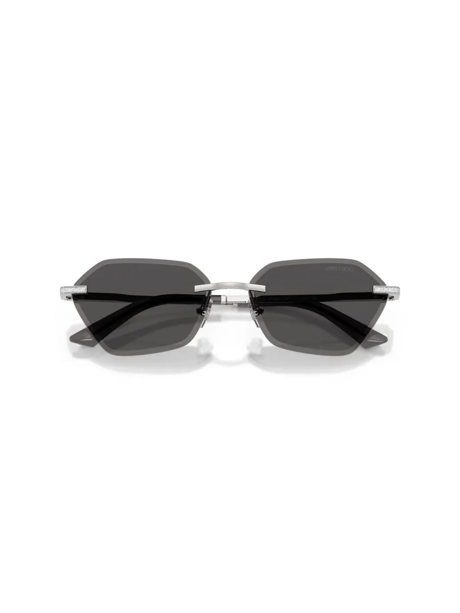 Женские солнцезащитные очки с геометрическим рисунком, JC4022J Jimmy Choo — изображение 4 из 5, серебряный