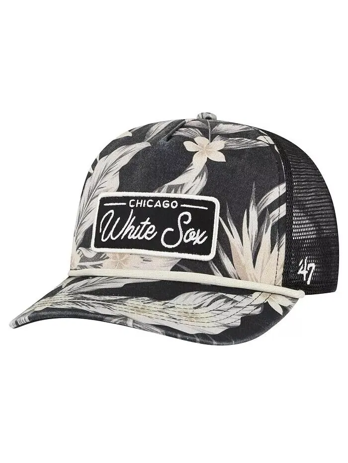 Мужская черная регулируемая кепка Chicago White Sox Tropicalia Trucker Hitch '47 Brand — черный
