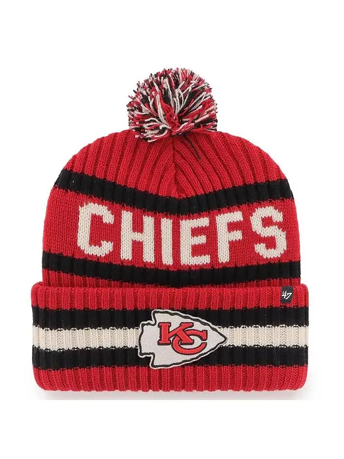 Мужская красная вязаная шапка Kansas City Chiefs Bering с манжетами и помпоном '47 Brand — изображение 1 из 2