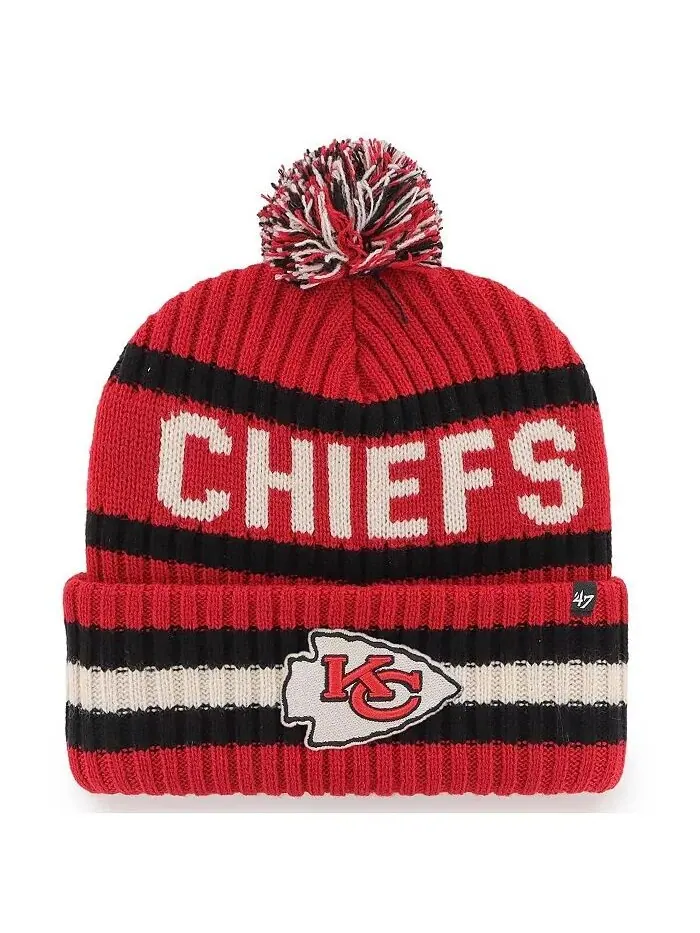 Мужская красная вязаная шапка Kansas City Chiefs Bering с манжетами и помпоном '47 Brand — красный