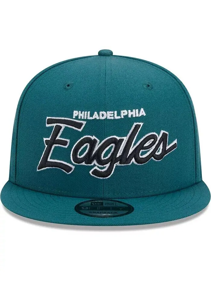 Мужская бейсболка Midnight Green Philadelphia Eagles Main Script 9FIFTY Snapback New Era — изображение 4 из 4, зеленый