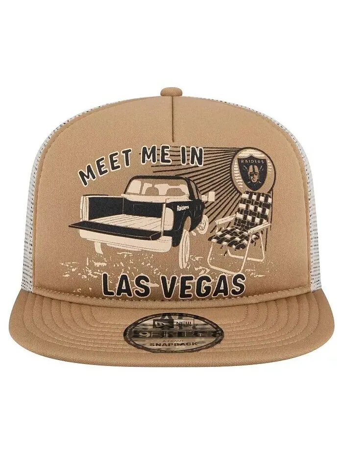 Мужская светло-коричневая кепка Snapback Las Vegas Raiders Meet Me 9FIFTY New Era — изображение 3 из 4, бежевый